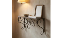 Wrought-Iron Shelf Antique Gray Rustic Wall Shelf Space Saving