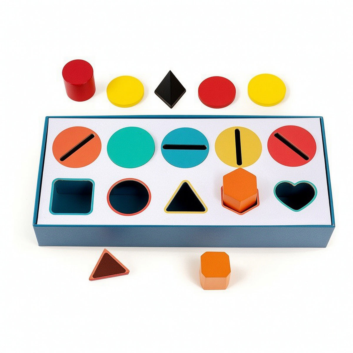 Color Matching Shape Sorter with Tray Wooden Shape Sorter Geometric Sorting Box Preschool for Classroom