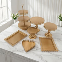 7 Pieces Dessert Table Display Tiered Three-Tier Stand Loop Handle Ornate Serving Pieces for Brides