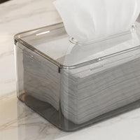 Tissue Box with Compartments for Facial Tissues and Napkin Holder, Clear PET Storage Case for Home Office, Multi-purpose Glasses Holder, 1 Pack