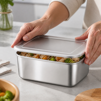 Stainless Steel Food Storage Container with Lid for Refrigerator, Lunch Box, Bento, Picnic