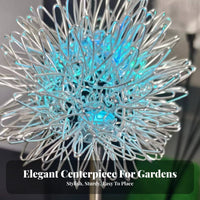 2 Pieces Solar Puffball Light Waterproof Puffball Solar Outdoor Light Decorative Aluminum Wire Ball Lamp for Yard, Patio, Pathway