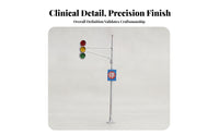 Miniature Traffic Indicator with Street | Hand-Painted Silver-Gray Finish, Scale Model Traffic Light, for Dioramas