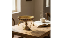 Decorative Pedestal Tray Ornate Tray with Tassels Round Riser for Tabletop, Vanity