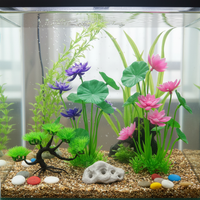 Aquarium Plastic Plants Decoration Set for Fish Tank Turtle Tank Landscaping