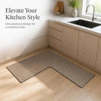 L-Shaped Diatomaceous Earth Kitchen Mat Absorbent Non-Slip Cuttable Floor Mat