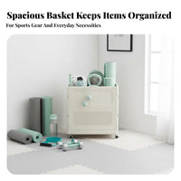Space-Saving Exercise Mat Storage Box Multi-Functional Rolling Fitness Storage Cart Multifunctional Rolling Home Gym Organizer Dust-Proof Lid for Corner, Small Areas