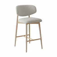 Wabi-Sabi aesthetic Four-Legged Counter Stool Vintage Look Upholstered Kitchen Island Stool Designer Inspired Bar Chair Minimalist Design for Cafe Owners, Homeowners, Adults, Restaurant, Dining Room, breakfast area