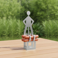 Frankfurter Rack with Upright Figure Design Stainless Steel Hot Dog Holder with Person-Shaped Design Novelty Frankfurter Rack for Barbecue, Camping