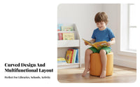 Built-in Storage curved-Shaped book storage unit Sofa Multi-Functional Design kids' literary corner Spacious Cubbies children's Furniture Rounded Corners for Preschoolers, Librarians, Library, Preschool, Daycare Center, Playroom