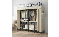 Easy Assembly Foldable Wardrobe Space-Saving Design Collapsible Storage Wardrobe Sturdy and Stable Installation-No-Assembly Clothes Rack Heavy-Duty Frame for Renters, Students, Rental Room, Temporary Housing