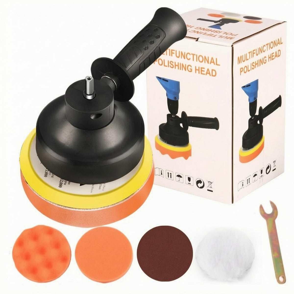 Drill Polishing Head Auxiliary Grip Drill Polishing Pad Holder Waxing Head Adapter Metal Shank Car Care Tool Black Plastic Body