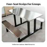 4-Person Attached Seating Unit Space-Saving Design Canteen Furniture Easy to Clean Cafeteria Table for Diners, Employees, School Lunchroom, Food Court