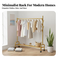 Space-Saving Design Freestanding Clothes Rack Easy Assembly Bedroom Clothes Stand Multi-Functional Metal Clothing Organizer Sturdy Construction for Renters, Homeowners, Students, Apartment, Cloakroom, Dorm Room, Entryway