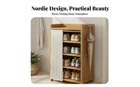 Large Capacity Bamboo Shoe Rack Space Saving Vertical Design Bamboo Shoe Cabinet Easy Assembly Entryway Furniture Adjustable Shelves for Families, Hallway, Bedroom, Closet