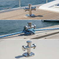 Single Cross Bollard 316 Stainless Steel Cross Bollard Mirror Polished Mooring Bitt for Yacht Builders, Boats, Yachts, Docks