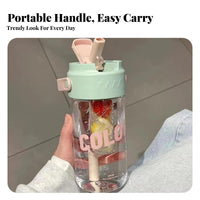 Leak-Proof Tea Infuser Water Bottle Cute Design Portable Water Cup with Handle Safe for Students, Office Workers, School, Summer, Travel
