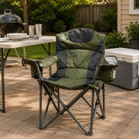 Carbon Steel Frame Folding Armchair 600D Oxford Textile Padded Folding Chair Cross-Braced Armchair with Armrests Foldable