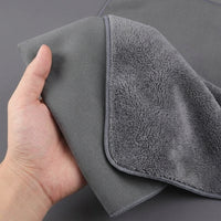 Double Sided Microfibre Towel and Car Drying Cloth, Thickened Coral Fleece and Deerskin Plush, Scratch-Resistant for Washing, Drying and Waxing