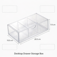 Clear Acrylic Drawer Organizer, Stackable Desktop Storage with Compartments, Makeup for Vanity and Office, Business Card Box