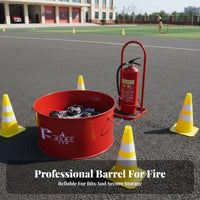 High-Temperature Resistant Fire Drill Container Long-Lasting and Sturdy Heavy-Duty Steel Drum Multi-Purpose Ancestral Paper Incinerating Container With Lid for Facilities Managers, Factory Workers, Schools, Factories, Warehouses, Backyard