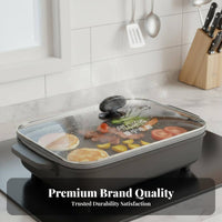 Transparent Design Tempered Glass Lid Visible Cooking Electric Baking Pan Lid Heat Resistant Handle for Home Cooks, Students, Dining Table