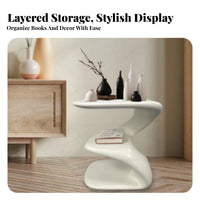 Multitier Storage S-Shaped Tiered Stand Space-Saving End Table Artistic Look Nightstand Modern & design for Apartment Dwellers, Design connoisseurs, homeowners, Small areas, Bedroom, Living Room, Balcony