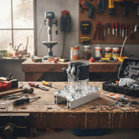 2-in-1 Transparent Router Jig Adjustable Depth Wood Connector Slot Cutter Precision Cutting Transparent Wood Slotting Fixture Stable Clamping for Woodworkers, Carpenters, DIY Users, Furniture Making, Workshop