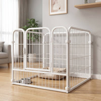 4 Pieces Indoor Dog Fence Automatic Latch Dog Fence with Door Exercise Pen Interlock Play Yard Detachable for Young Dogs