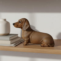 Dachshund Resin Figurine Lightweight Dachshund Statue Naturalistic Wiener Dog Ornament for Living Room, Shelf