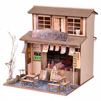 Wooden House Model with LED Light Pre-Colored Parts for Hobbyists, Adults