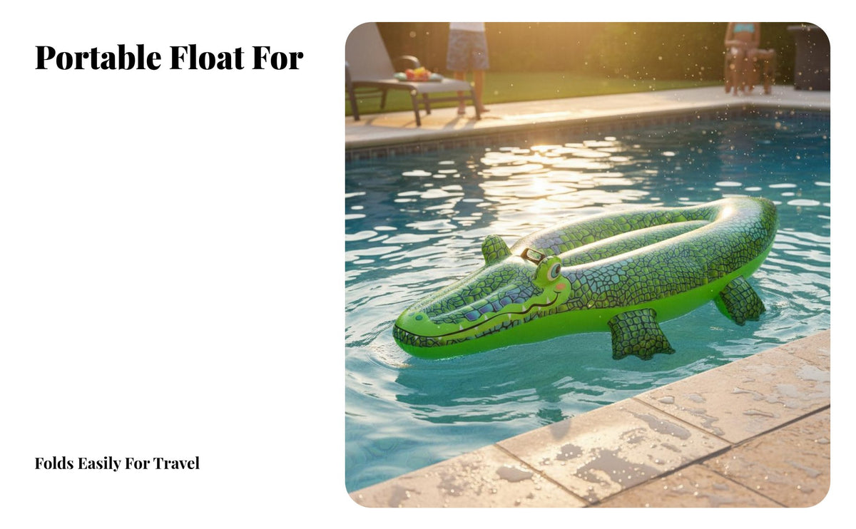 Large Size Inflatable Raft Long-Lasting PVC Material Pool Inflatable Raft Easy to Inflate and Deflate Alligator Floating Heavy-Duty Handles for Children, Adults, Beach, Lake