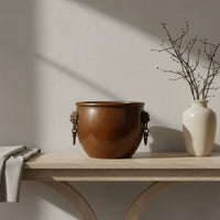 Retro Design Lion Head Bowl Artisan-Made Look Copper Heavy Duty Treasure Bowl for Desktop, Entryway, Living Room