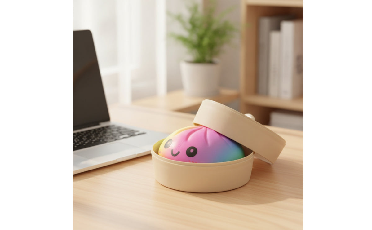 Slow-Rebound Squishy with Steamer Container Stress-Relief Squishy Stretchy Stress Ball with Storage Box Durable for Gifting