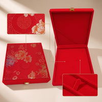 Jewelry Storage Box Velvet-Lined Jewelry Box with Latch Compartment Organizer Floral-Patterned Compartmented for Collectors
