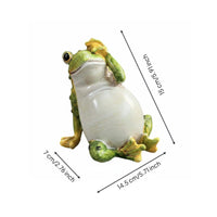 Realistic Details Resin Frog Statue Creative Design Funny Frog Garden Ornament Hand-Painted Wise Frogs Sculpture Weather-Resistant for Patio, Pondside, Desktop