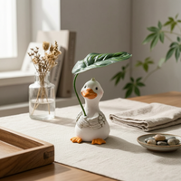 Leaf Umbrella Duck Ornament Easy to Maintain Duck Garden Ornament Bright Colors