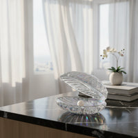 Clam Shell Ornament Reflective Crystal Clam with Pearl Romantic Sculpture for Bookshelf
