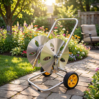 Heavy Duty Garden Hose Reel Cart with Wheels Mobile Hose Reel Cart Portable Leak-Proof for Gardeners, Homeowners, Yard, Patio, Car Washing