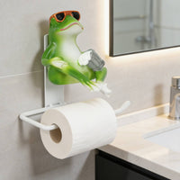 Frog Toilet Paper Holder Playful Lavatory Accessory Green for Powder Room