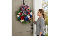 Festive American Flag Wreath Easy to Hang Independence Day Wreath Floral Accents Seasonal Decor Ribbon Bow for Entryway, Porch