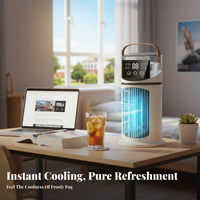 Quiet Operation Mini Air Conditioner Fan Adjustable Speeds Mini Air Cooler Energy Saving for Students, Dormitory, Bedroom, Office