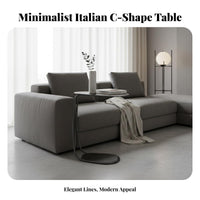 Narrow silhouette C-Shaped Couch Table Light Luxury Aesthetic C-Shaped Snack Table Space-Saving Design Living Room Furniture Movable for Apartment Dwellers, Remote Workers, Homeowners, Sofa Side, Small Spaces, Home Office, Bedroom