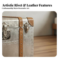 Suitcase-Inspired Design Stacked Luggage End Table Vintage aesthetic Nightstand utilitarian Aesthetic Household Furniture Distressed Finish for Homeowners, Interior Designers, Bedroom, Living Room, Entryway, Small Spaces