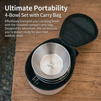 4 Pack Camping Bowls, 304 Grade Steel Outdoor Bowls with Handbag, Lightweight Travel Bowls for Picnic, Barbecue & Hiking