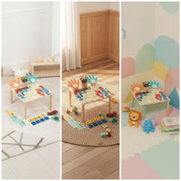 Wooden Learning Table with Cups Hands-on Busy Table Sensory Compact for Toddlers, Preschoolers, Kids, Playroom, Classroom