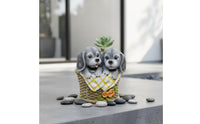 Dog Planter Weather-Resistant Dog Shaped Flower Pot Puppy Flower Pot for Gardeners, Balcony, Patio, Deck
