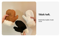 Thickened children's Thick Mittens Warm Suede and Sherpa Mittens Windproof for Students, Kids 5+, Cycling, Cold Weather, Driving
