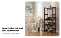 Vino Rack with Glass Holder Solid Wood Construction Standing Vino Rack Sturdy Design for Entertainers, Homeowners, Living Room, Basement, Kitchen