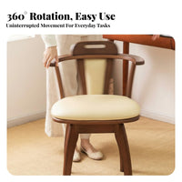 Nordic Design Swivel Spindle Back Chair Minimalist Design Swivel Base Armchair Multi-Purpose Dining Seat Ergonomic Backrest for Telecommuting Workers, Students, Homeowners, Balcony, Home Office, Bedroom, Living Room